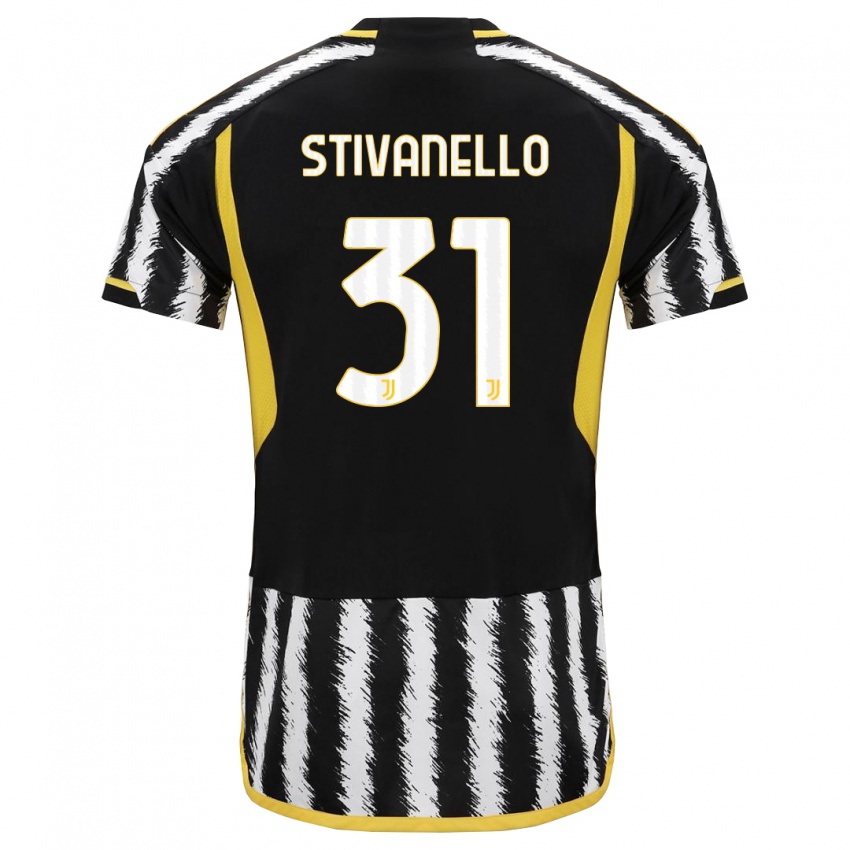 Niño Camiseta Riccardo Stivanello #31 Blanco Negro 1ª Equipación 2023/24 La Camisa Argentina