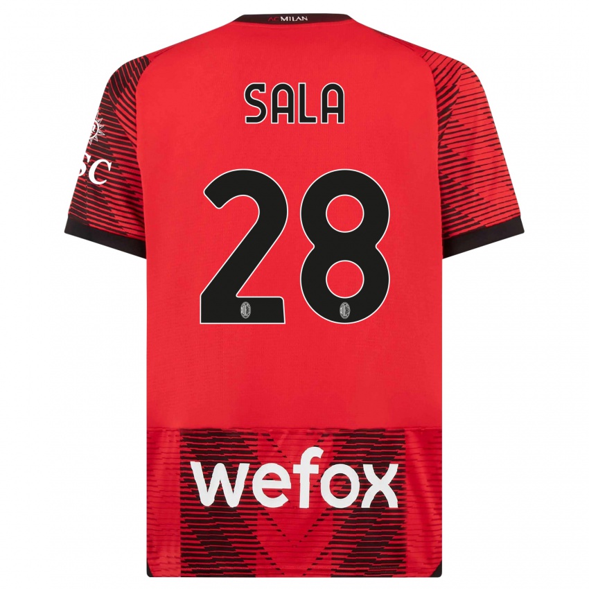 Niño Camiseta Emanuele Sala #28 Negro Rojo 1ª Equipación 2023/24 La Camisa Argentina