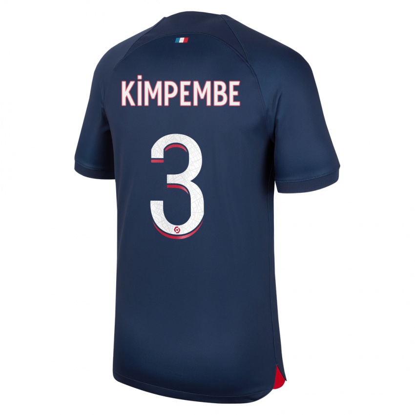Niño Camiseta Presnel Kimpembe #3 Azul Rojo 1ª Equipación 2023/24 La Camisa Argentina