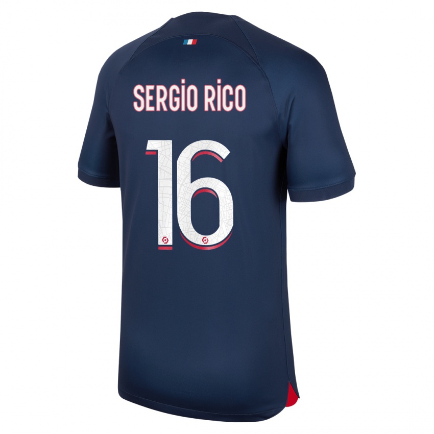 Niño Camiseta Sergio Rico #16 Azul Rojo 1ª Equipación 2023/24 La Camisa Argentina