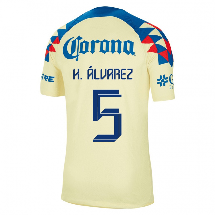 Niño Camiseta Kevin Álvarez #5 Amarillo 1ª Equipación 2023/24 La Camisa Argentina