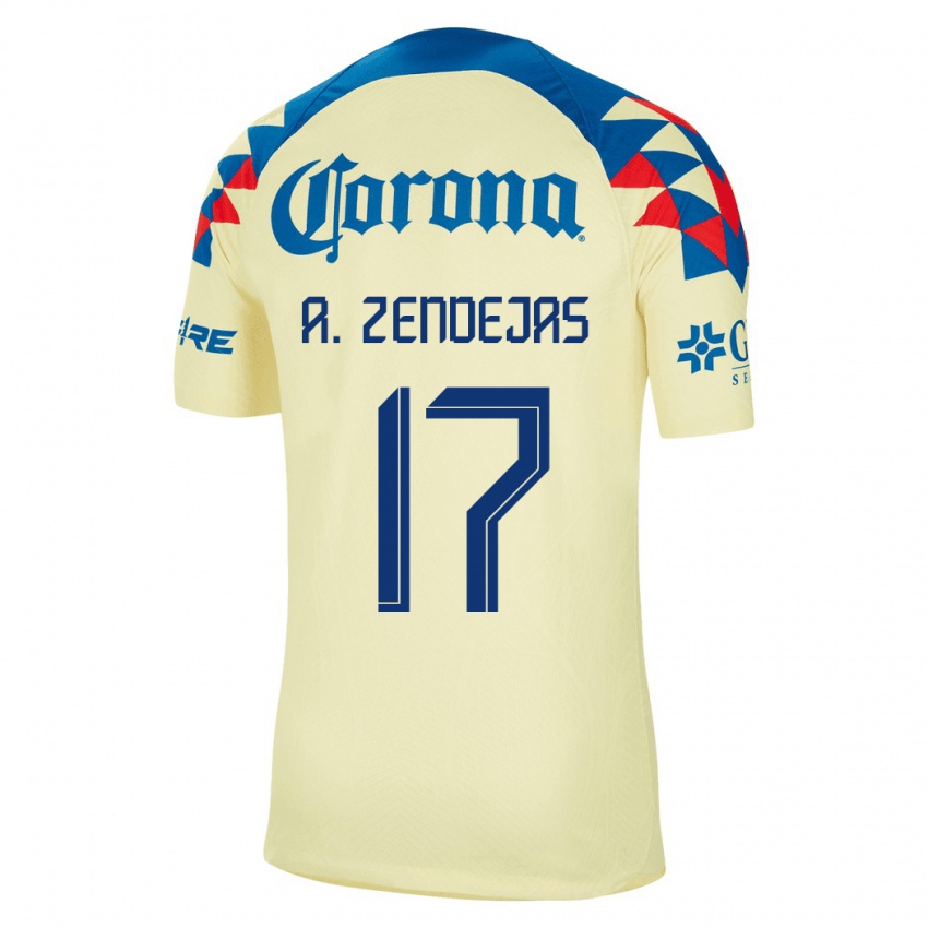 Niño Camiseta Álex Zendejas #17 Amarillo 1ª Equipación 2023/24 La Camisa Argentina