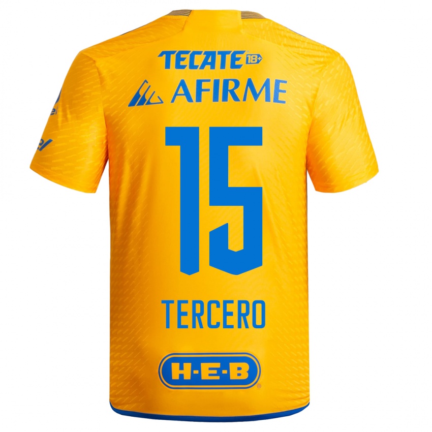 Niño Camiseta Eduardo Tercero #15 Amarillo 1ª Equipación 2023/24 La Camisa Argentina