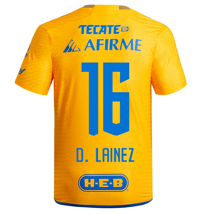 Niño Camiseta Diego Lainez #16 Amarillo 1ª Equipación 2023/24 La Camisa Argentina