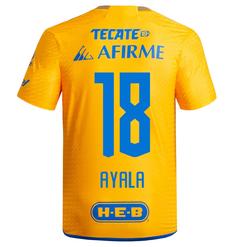 Niño Camiseta David Ayala #18 Amarillo 1ª Equipación 2023/24 La Camisa Argentina