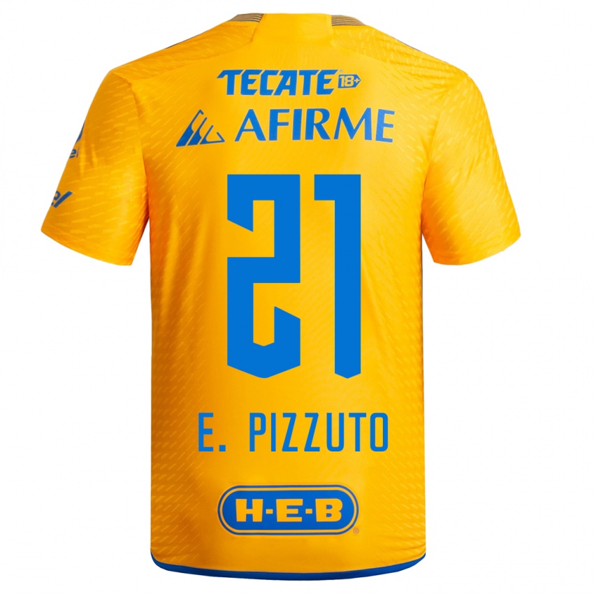 Niño Camiseta Eugenio Pizzuto #21 Amarillo 1ª Equipación 2023/24 La Camisa Argentina