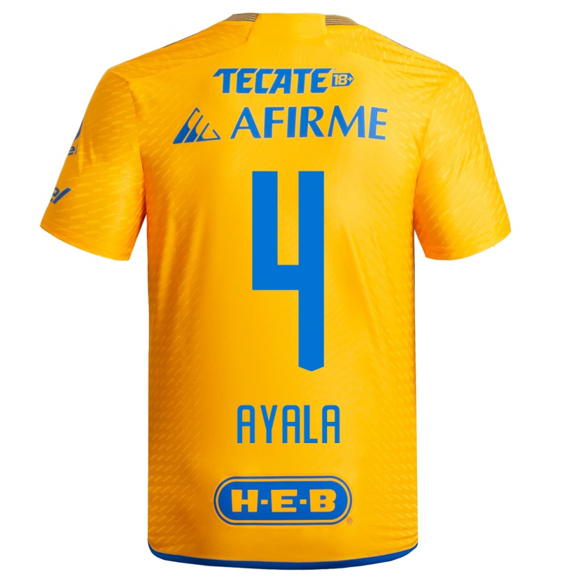 Niño Camiseta Hugo Ayala #4 Amarillo 1ª Equipación 2023/24 La Camisa Argentina