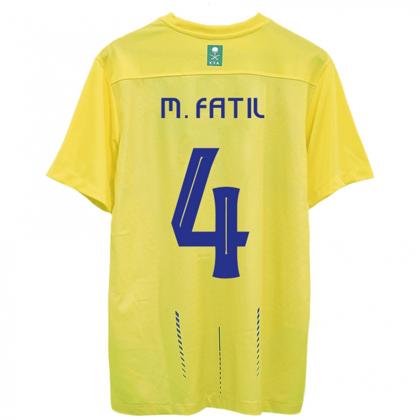 Niño Camiseta Mohammed Al-Fatil #4 Amarillo 1ª Equipación 2023/24 La Camisa Argentina