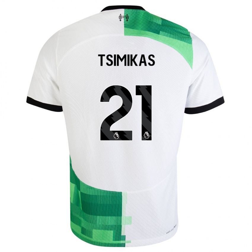 Niño Camiseta Konstantinos Tsimikas #21 Blanco Verde 2ª Equipación 2023/24 La Camisa Argentina