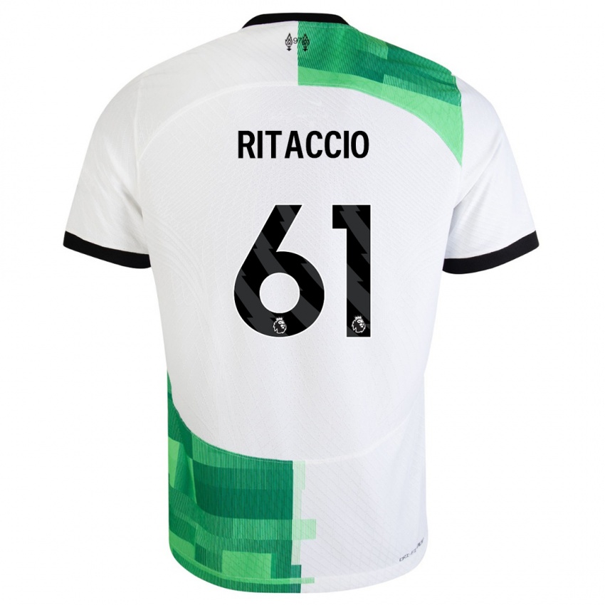 Niño Camiseta Matteo Ritaccio #61 Blanco Verde 2ª Equipación 2023/24 La Camisa Argentina