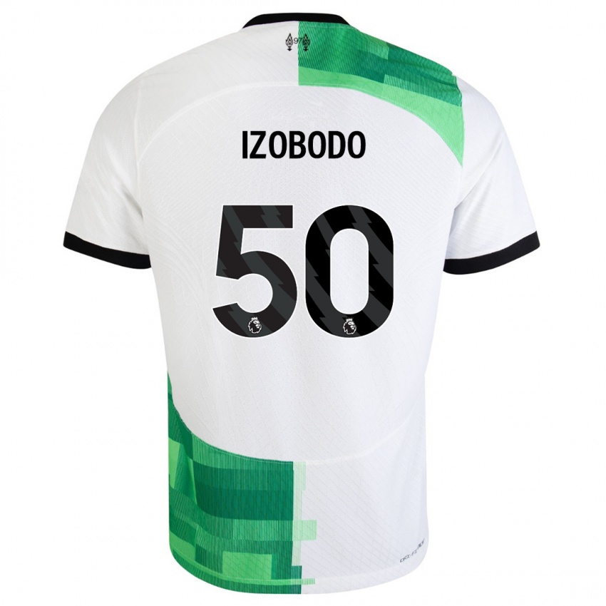 Niño Camiseta Elijah Izobodo John #50 Blanco Verde 2ª Equipación 2023/24 La Camisa Argentina
