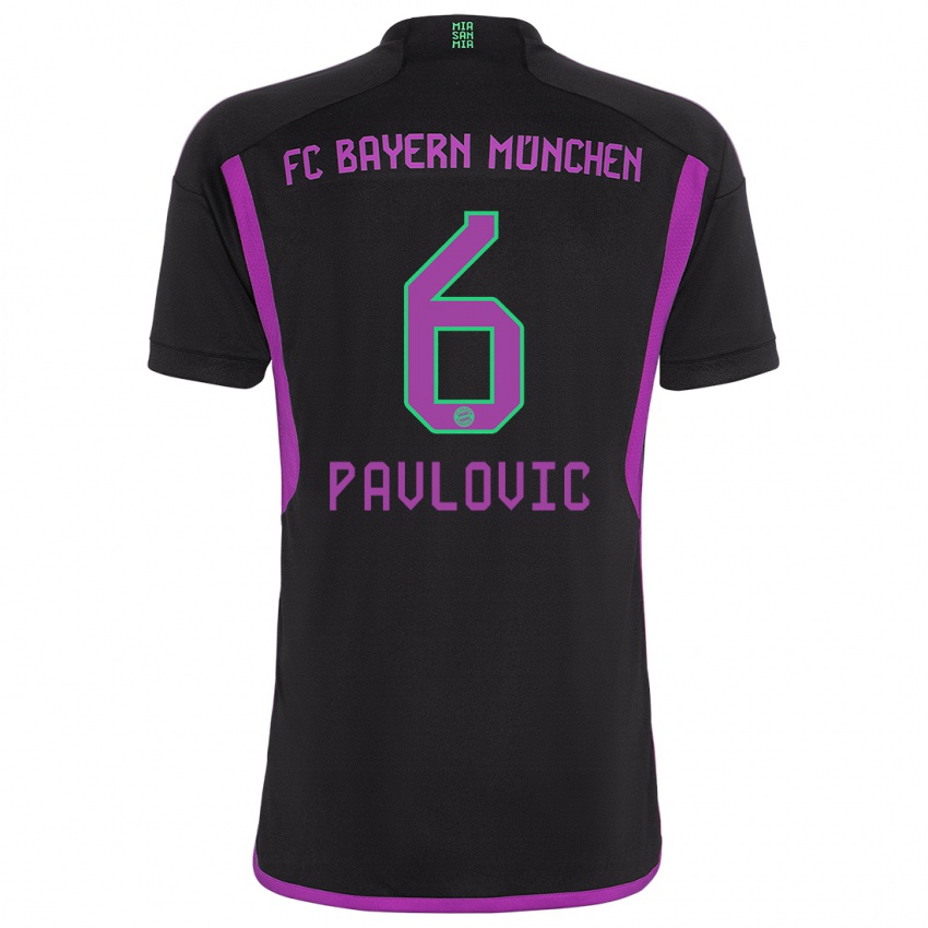 Niño Camiseta Aleksandar Pavlovic #6 Negro 2ª Equipación 2023/24 La Camisa Argentina