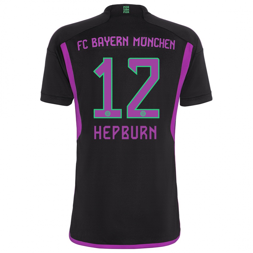 Niño Camiseta Barry Hepburn #12 Negro 2ª Equipación 2023/24 La Camisa Argentina