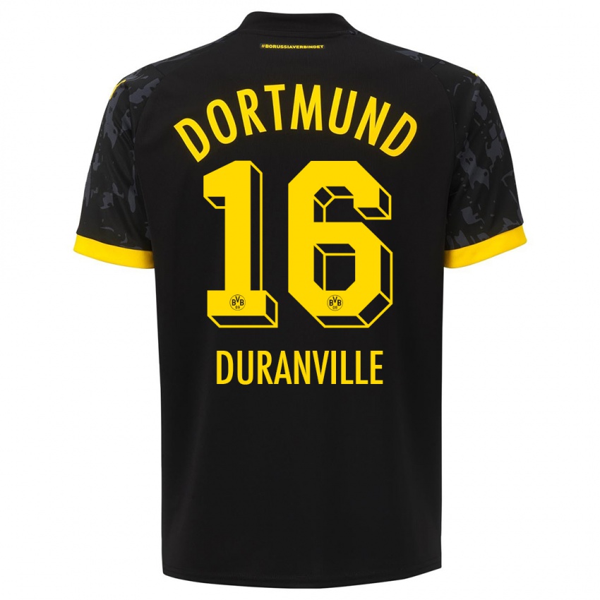 Niño Camiseta Julien Duranville #16 Negro 2ª Equipación 2023/24 La Camisa Argentina