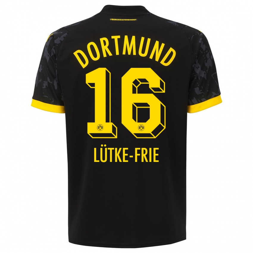 Niño Camiseta Dennis Lütke-Frie #16 Negro 2ª Equipación 2023/24 La Camisa Argentina
