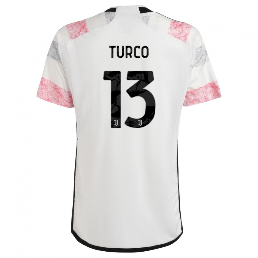 Niño Camiseta Stefano Turco #13 Blanco Rosa 2ª Equipación 2023/24 La Camisa Argentina