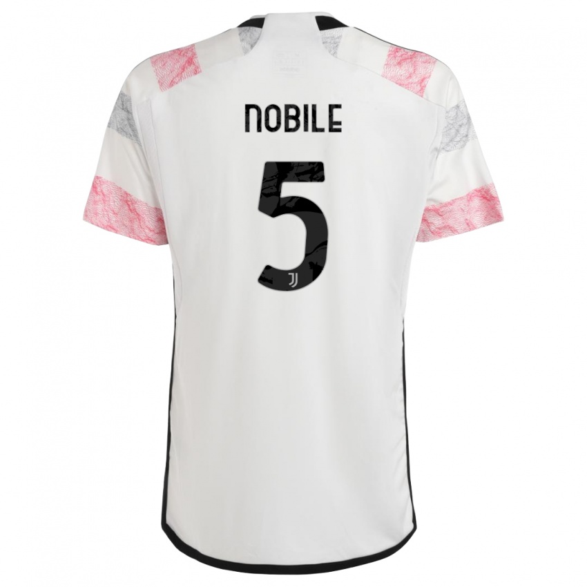 Niño Camiseta Riccardo Nobile #5 Blanco Rosa 2ª Equipación 2023/24 La Camisa Argentina