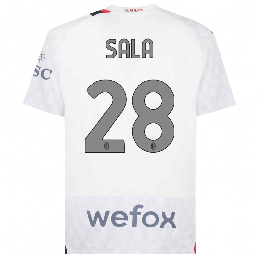 Niño Camiseta Emanuele Sala #28 Blanco 2ª Equipación 2023/24 La Camisa Argentina