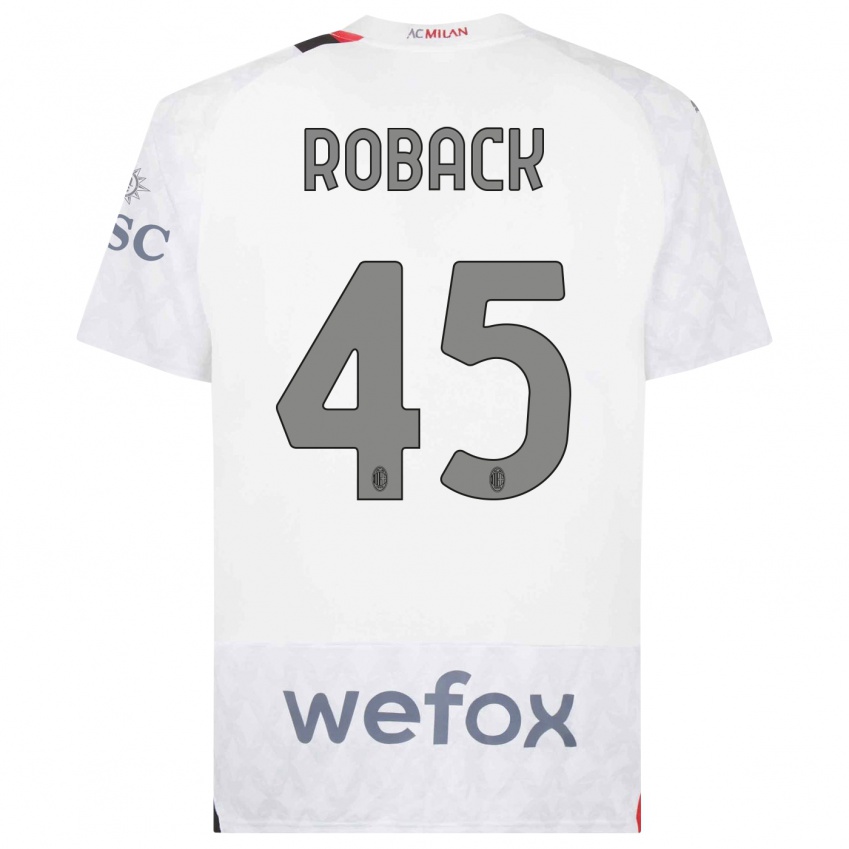 Niño Camiseta Emil Roback #45 Blanco 2ª Equipación 2023/24 La Camisa Argentina