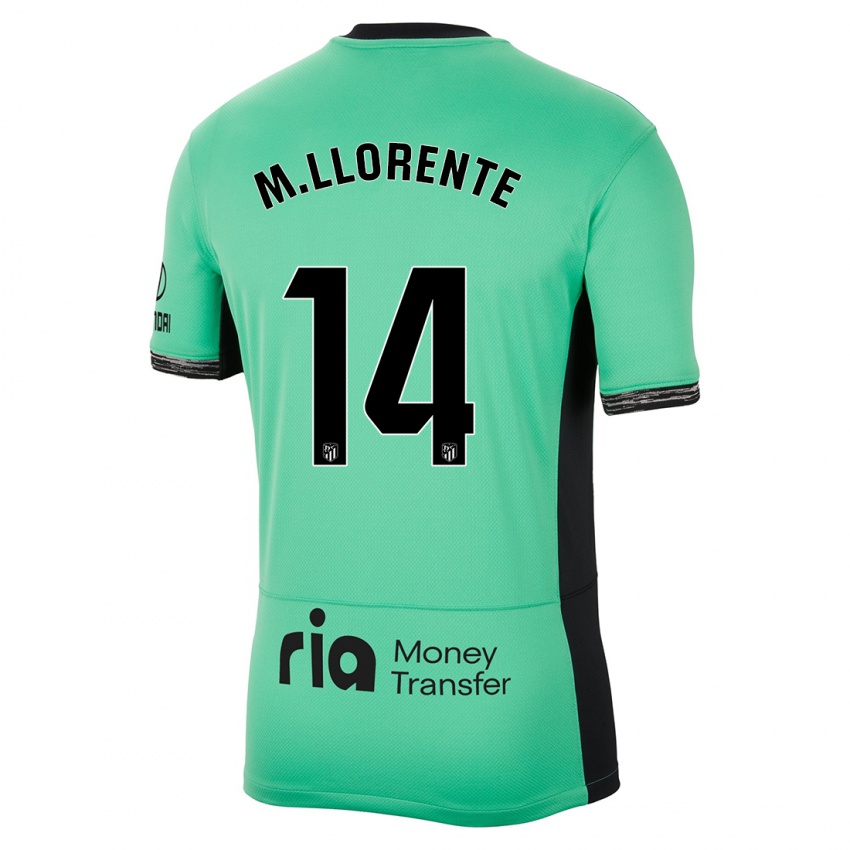 Niño Camiseta Marcos Llorente #14 Primavera Verde Equipación Tercera 2023/24 La Camisa Argentina