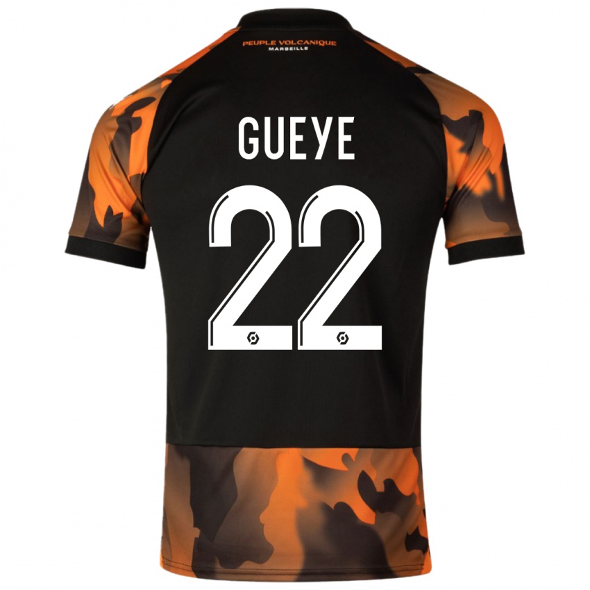 Niño Camiseta Pape Gueye #22 Negro Naranja Equipación Tercera 2023/24 La Camisa Argentina