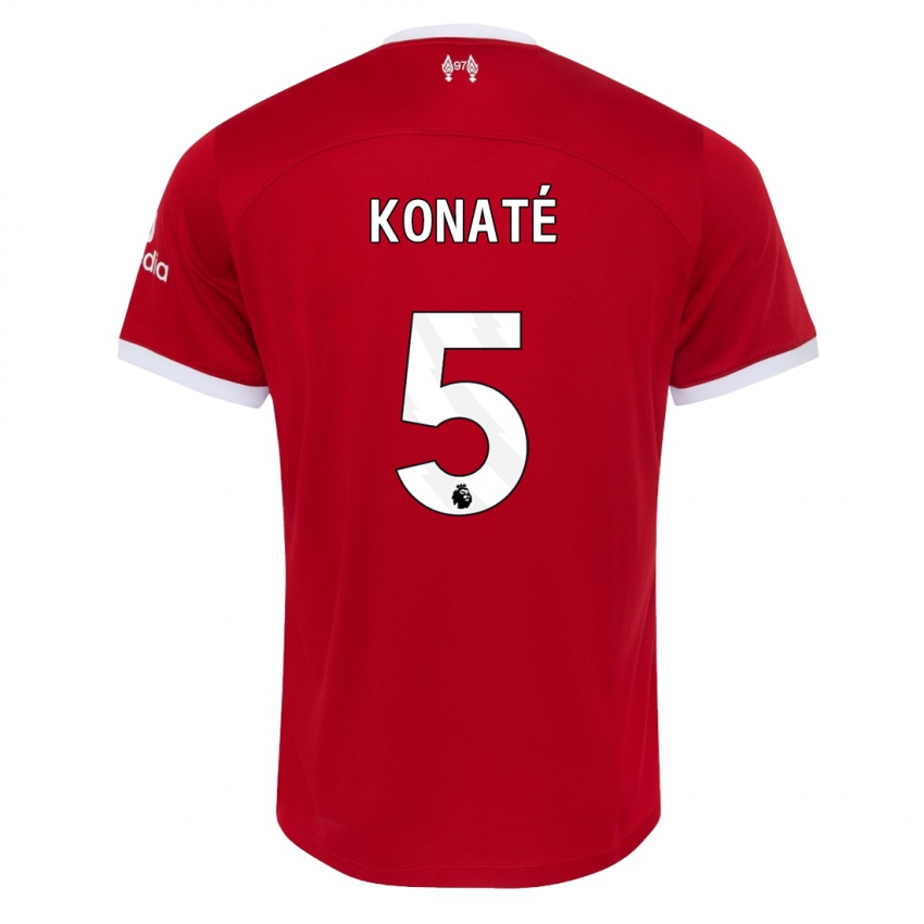 Hombre Camiseta Ibrahima Konate #5 Rojo 1ª Equipación 2023/24 La Camisa Argentina
