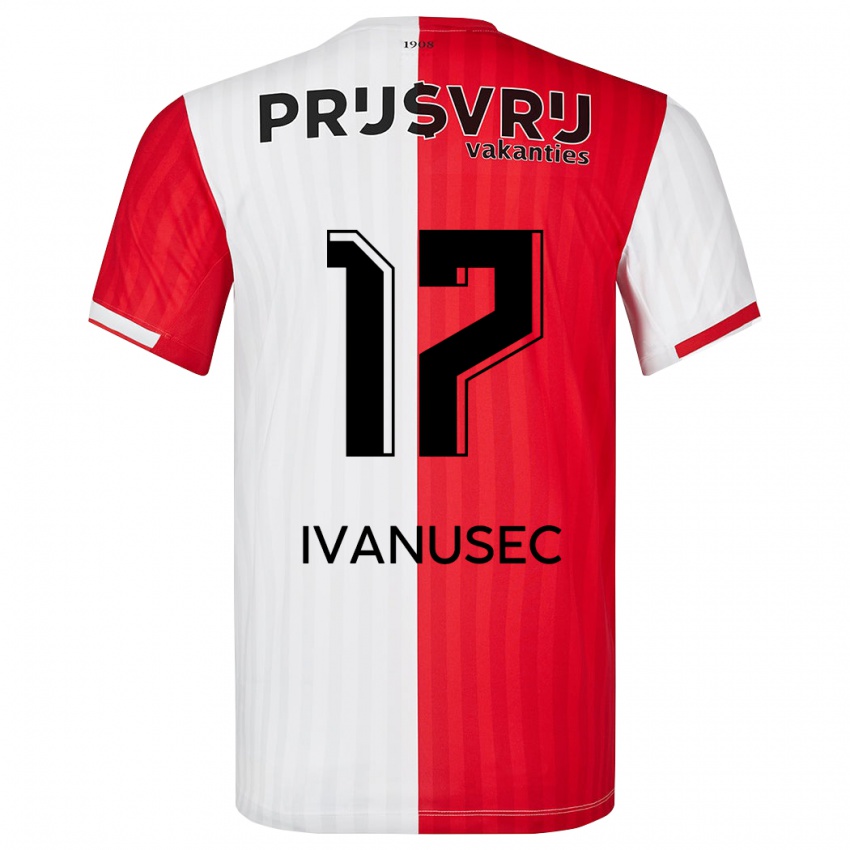 Hombre Camiseta Luka Ivanusec #17 Rojo Blanco 1ª Equipación 2023/24 La Camisa Argentina