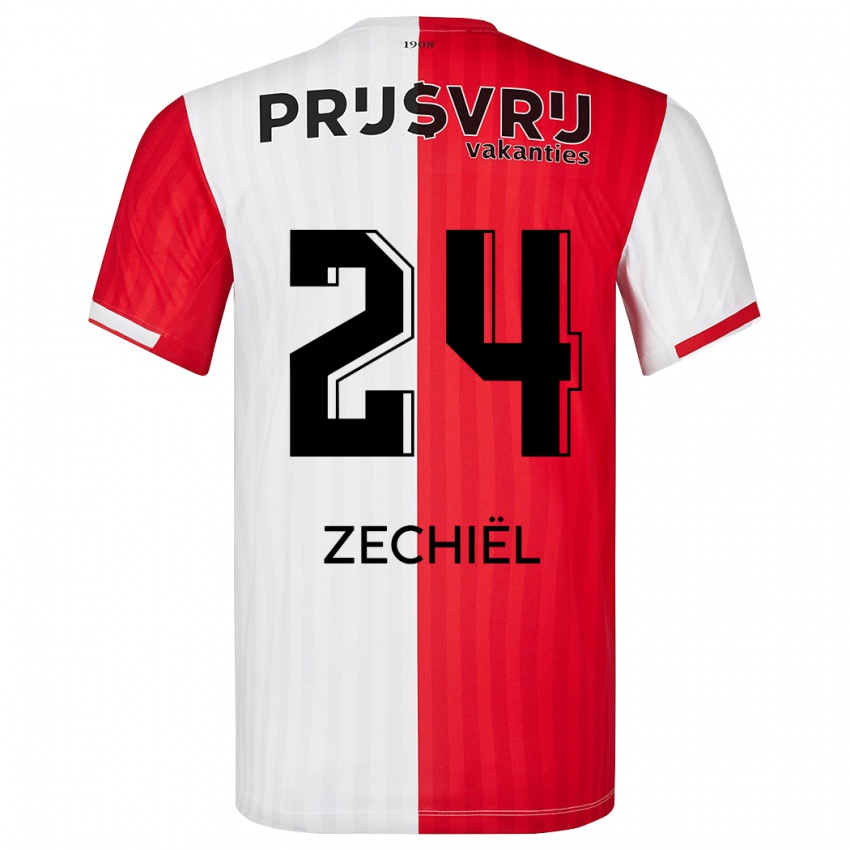 Hombre Camiseta Gjivai Zechiel #24 Rojo Blanco 1ª Equipación 2023/24 La Camisa Argentina