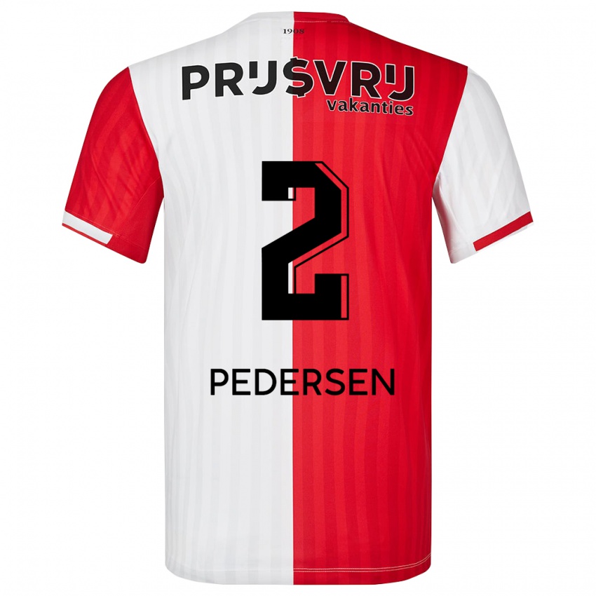 Hombre Camiseta Marcus Pedersen #2 Rojo Blanco 1ª Equipación 2023/24 La Camisa Argentina