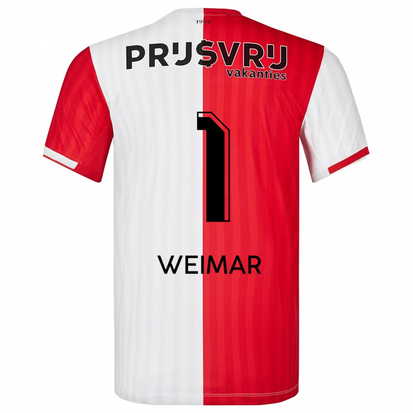 Hombre Camiseta Jacintha Weimar #1 Rojo Blanco 1ª Equipación 2023/24 La Camisa Argentina
