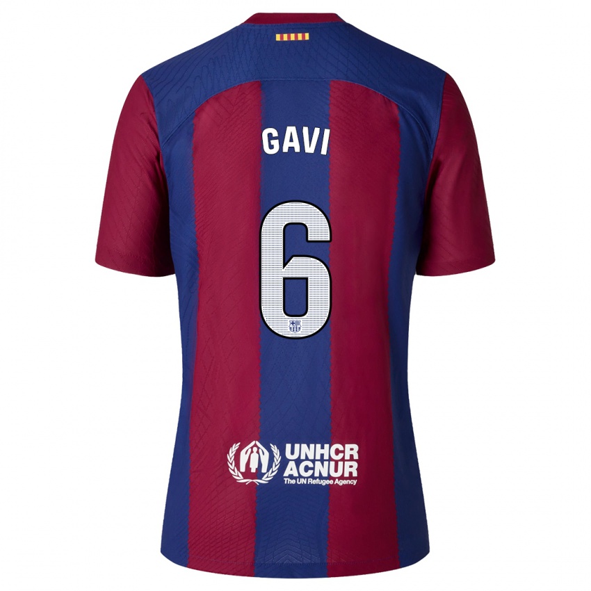 Hombre Camiseta Gavi #6 Rojo Azul 1ª Equipación 2023/24 La Camisa Argentina
