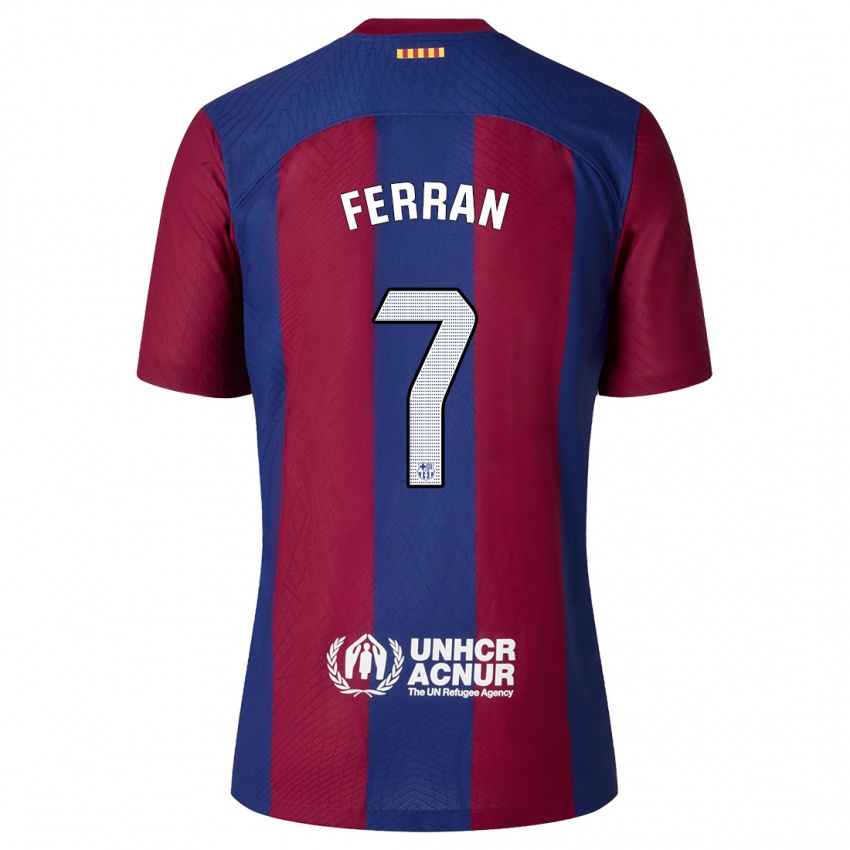 Hombre Camiseta Ferran Torres #7 Rojo Azul 1ª Equipación 2023/24 La Camisa Argentina