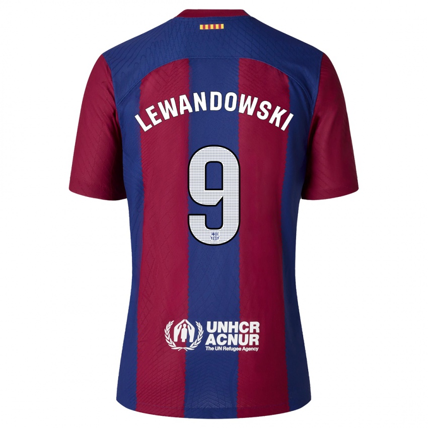 Hombre Camiseta Robert Lewandowski #9 Rojo Azul 1ª Equipación 2023/24 La Camisa Argentina