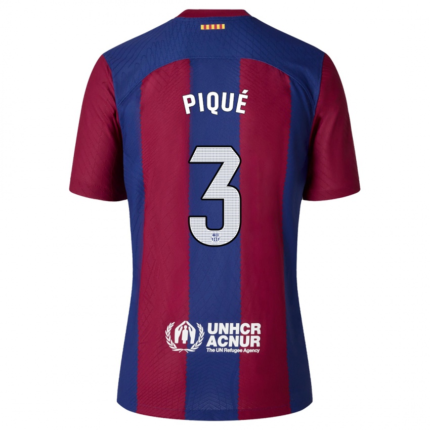 Hombre Camiseta Gerard Piqué #3 Rojo Azul 1ª Equipación 2023/24 La Camisa Argentina