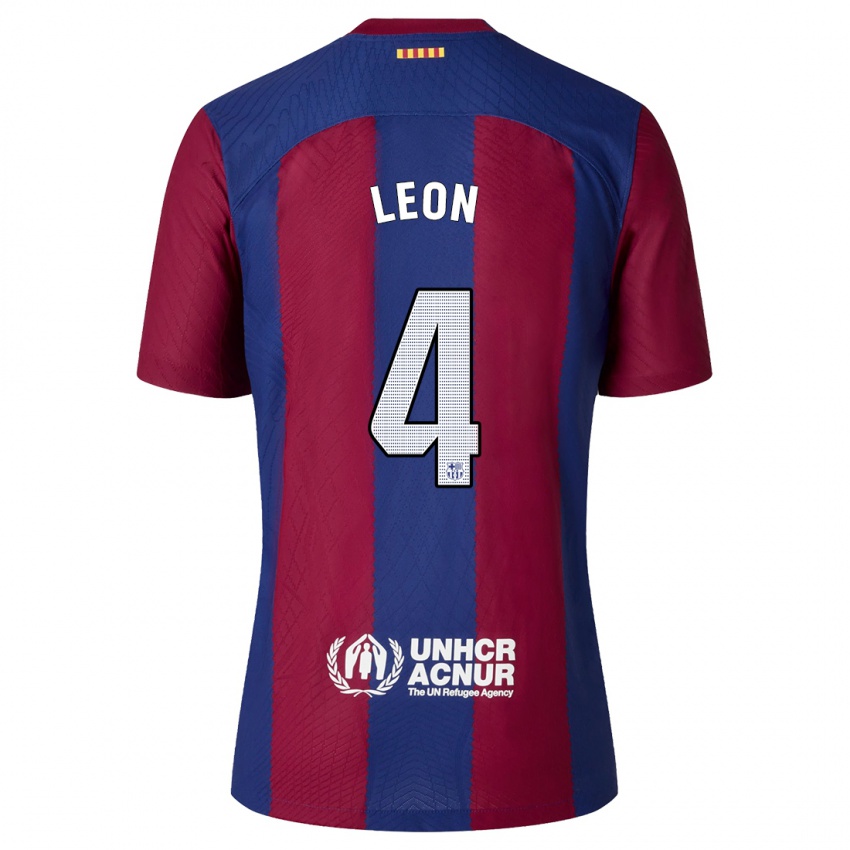 Hombre Camiseta Maria Pilar Leon #4 Rojo Azul 1ª Equipación 2023/24 La Camisa Argentina