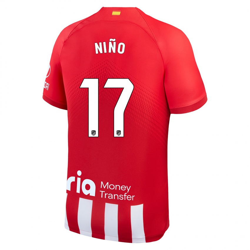 Hombre Camiseta Adrián Niño #17 Rojo Blanco 1ª Equipación 2023/24 La Camisa Argentina
