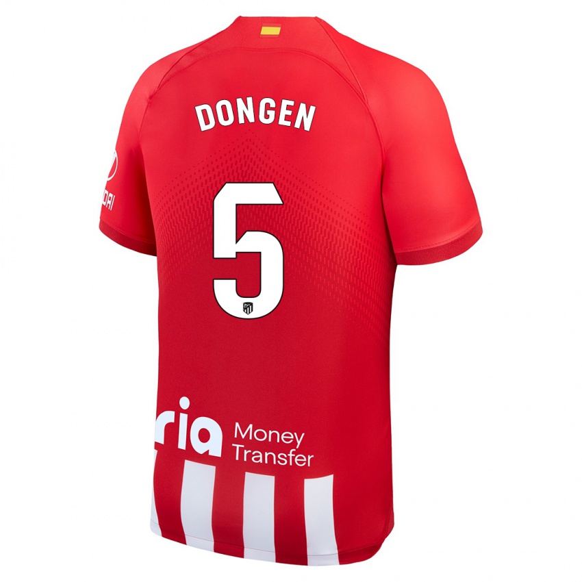 Hombre Camiseta Merel Van Dongen #5 Rojo Blanco 1ª Equipación 2023/24 La Camisa Argentina