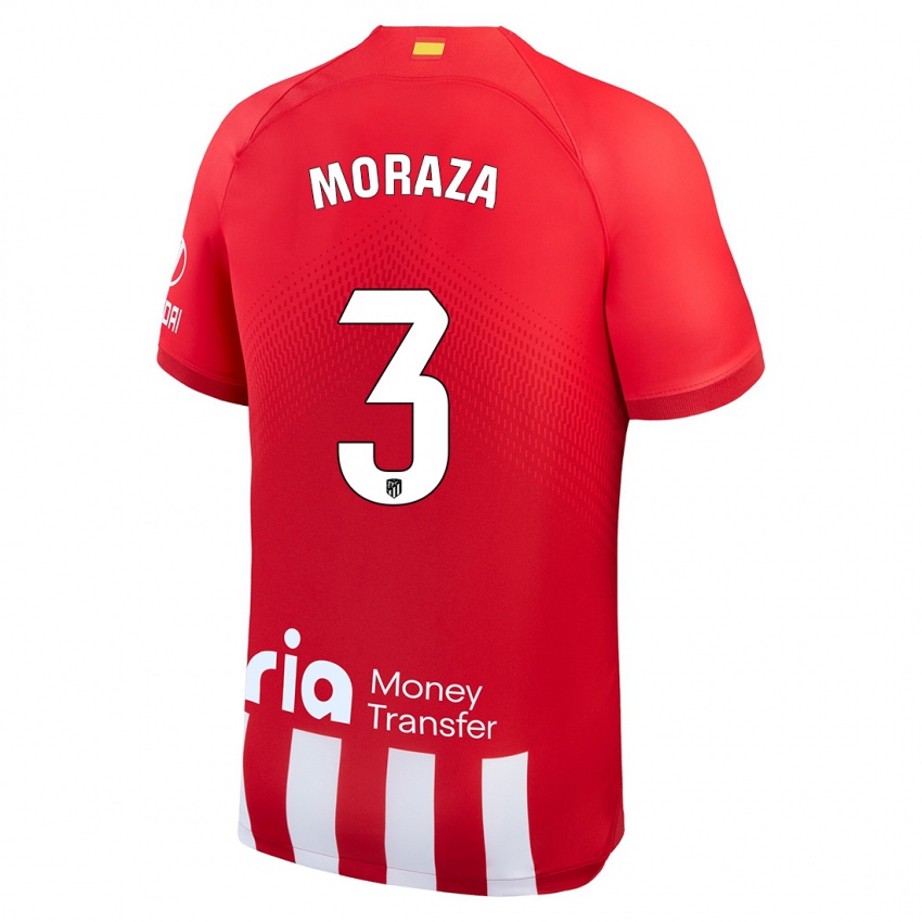 Hombre Camiseta Ainhoa Moraza #3 Rojo Blanco 1ª Equipación 2023/24 La Camisa Argentina