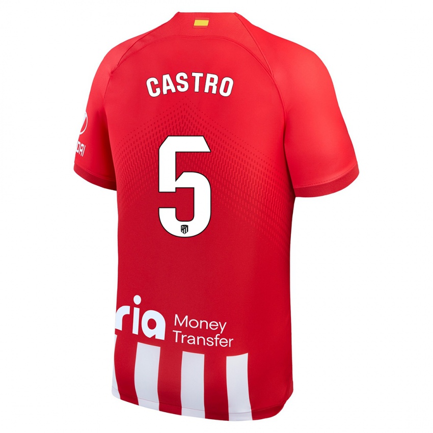 Hombre Camiseta Oscar Castro #5 Rojo Blanco 1ª Equipación 2023/24 La Camisa Argentina