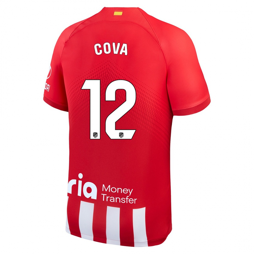Hombre Camiseta Adrian Cova #12 Rojo Blanco 1ª Equipación 2023/24 La Camisa Argentina