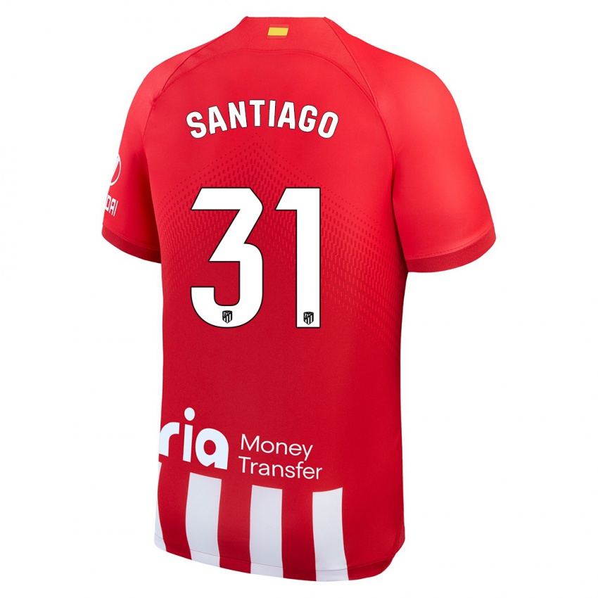 Hombre Camiseta Abraham Santiago #31 Rojo Blanco 1ª Equipación 2023/24 La Camisa Argentina