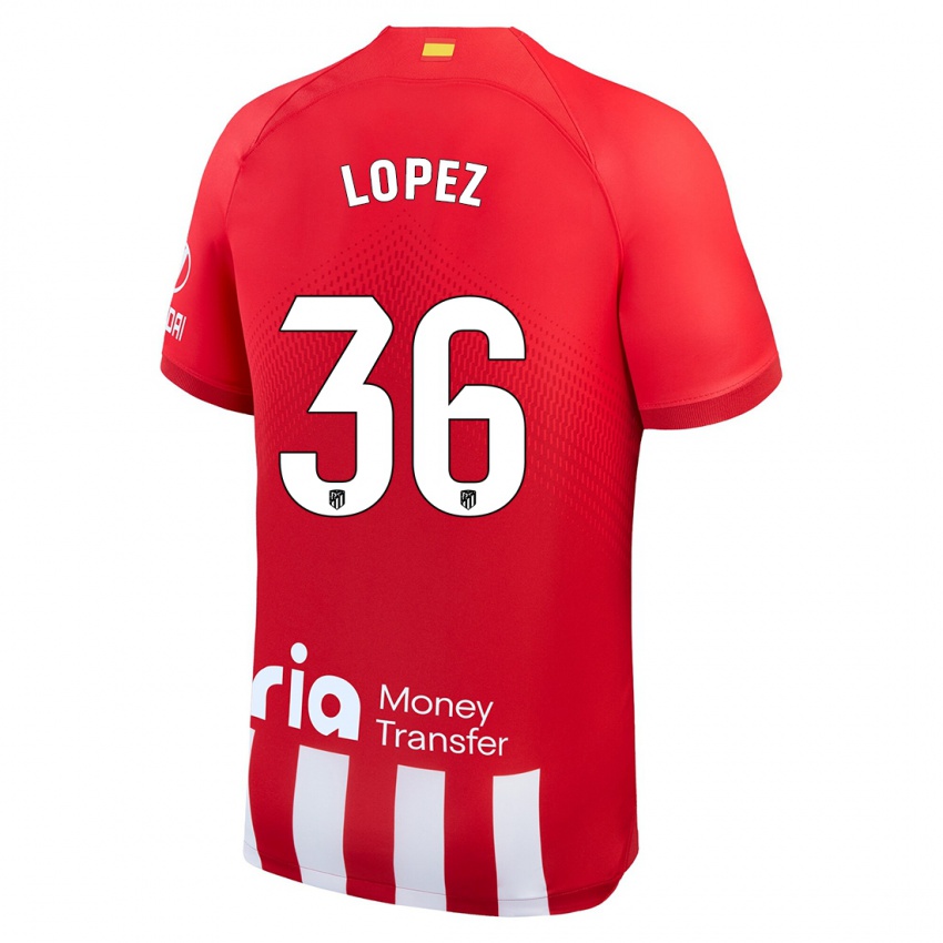 Hombre Camiseta David Lopez #36 Rojo Blanco 1ª Equipación 2023/24 La Camisa Argentina