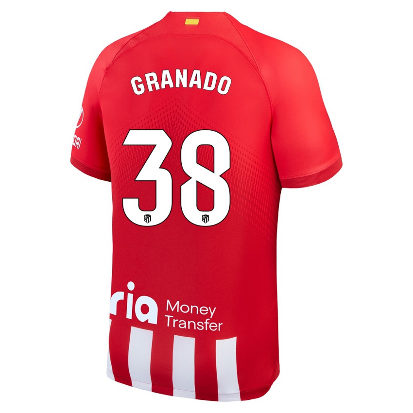 Hombre Camiseta Adrian Granado #38 Rojo Blanco 1ª Equipación 2023/24 La Camisa Argentina