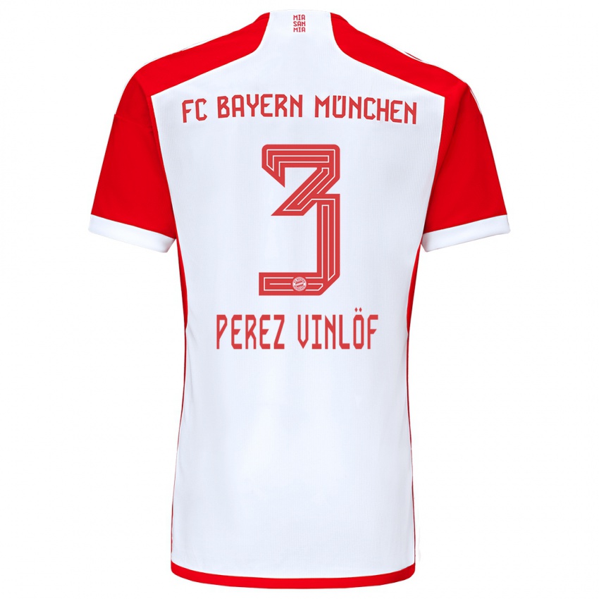 Hombre Camiseta Matteo Perez Vinlöf #3 Rojo Blanco 1ª Equipación 2023/24 La Camisa Argentina