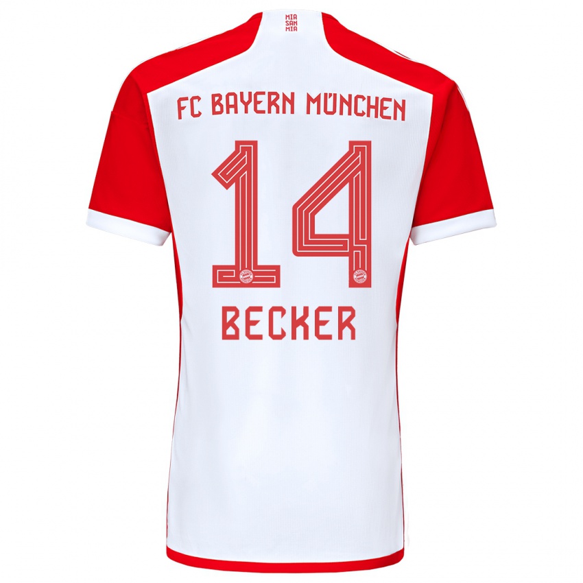 Hombre Camiseta Lennard Becker #14 Rojo Blanco 1ª Equipación 2023/24 La Camisa Argentina