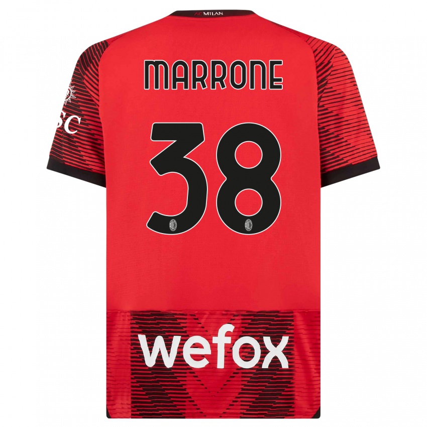 Hombre Camiseta Federico Marrone #38 Negro Rojo 1ª Equipación 2023/24 La Camisa Argentina