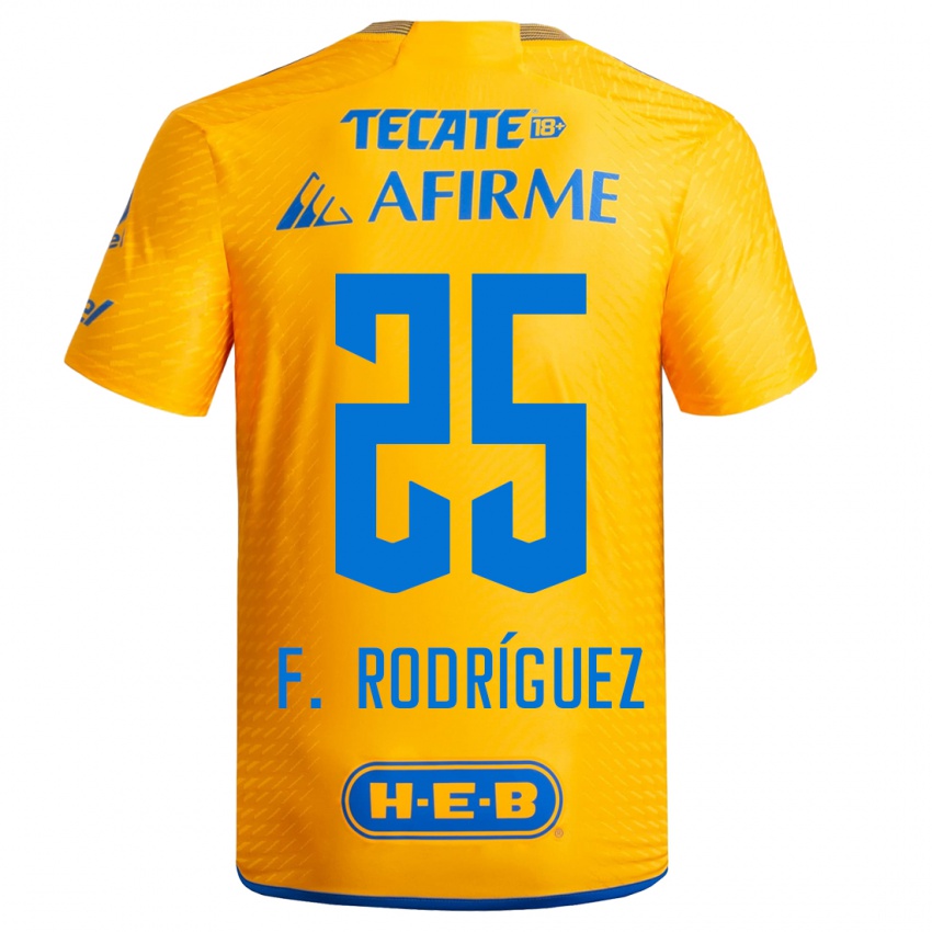 Hombre Camiseta Felipe Rodríguez #25 Amarillo 1ª Equipación 2023/24 La Camisa Argentina