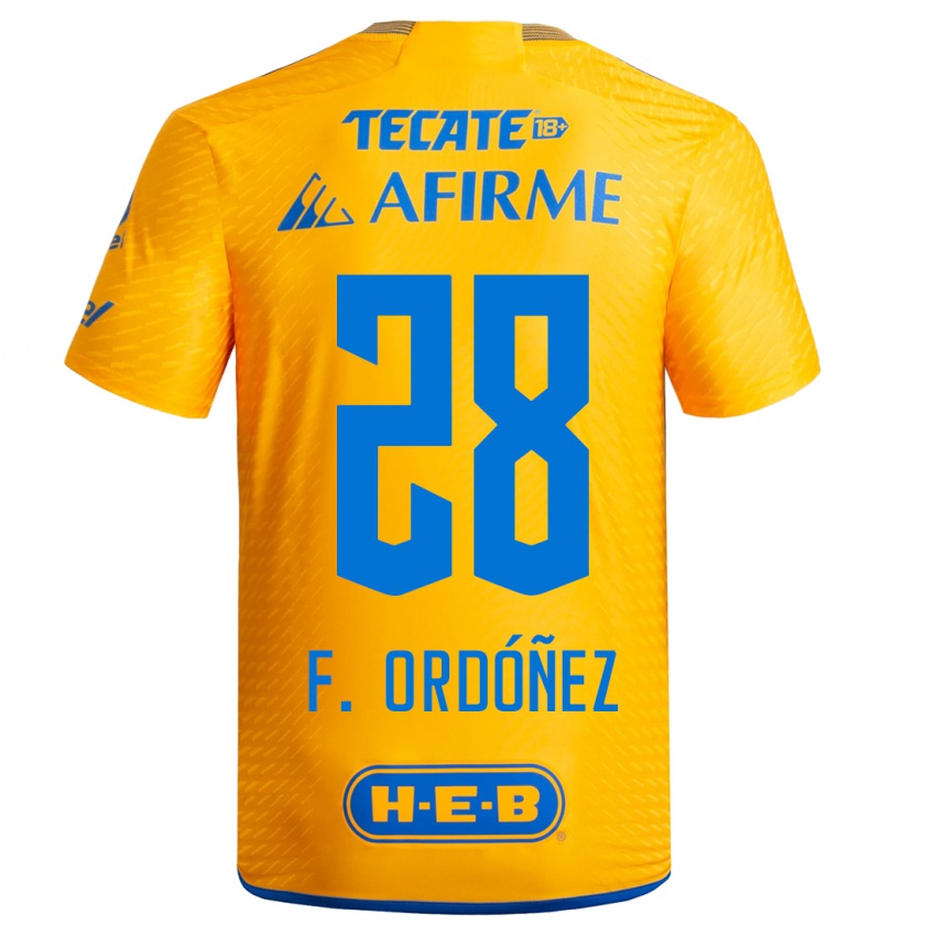 Hombre Camiseta Fernando Ordóñez #28 Amarillo 1ª Equipación 2023/24 La Camisa Argentina