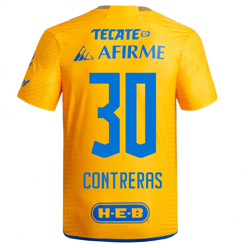 Hombre Camiseta Lizeth Contreras #30 Amarillo 1ª Equipación 2023/24 La Camisa Argentina
