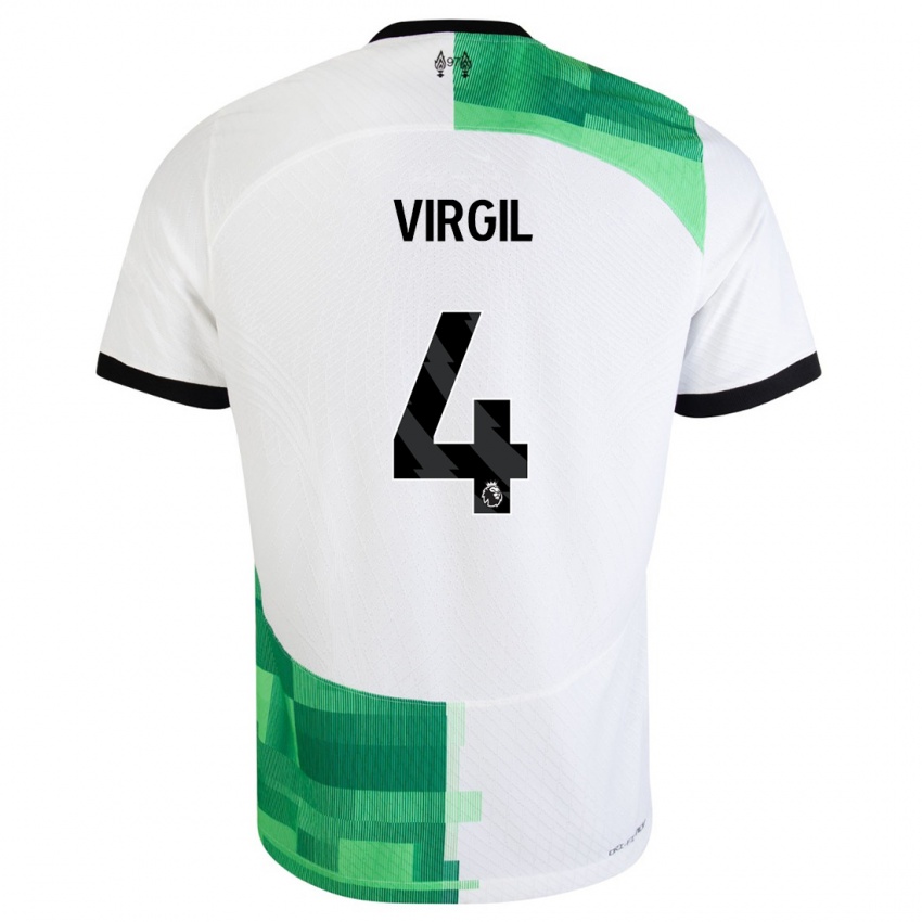 Hombre Camiseta Virgil Van Dijk #4 Blanco Verde 2ª Equipación 2023/24 La Camisa Argentina